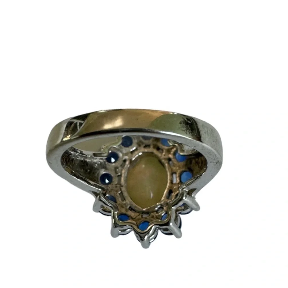Vintage opal and tanzanite 925 silver ring